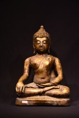 Thai Chiang Sean Seating Buddha: This stunning Thai Chiang Sean Seating Buddha made of bronze is a remarkable work of art from the Chiang Sean period. Crafted with intricate carvings, this Buddha features a serene expression and graceful lines that give it a sense of lightness and movement.