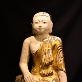 Exquisite 19th-Century Mandalay Marble Statue of a Buddhist Disciple – 81cm