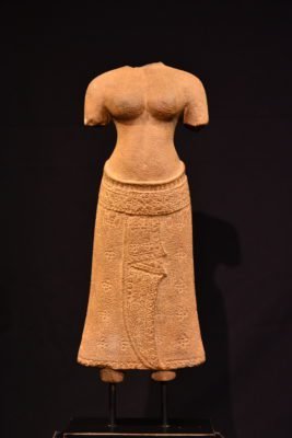 Exquisite Bayon Period Prajnaparamita Torso – 12th Century Khmer Sandstone Sculpture