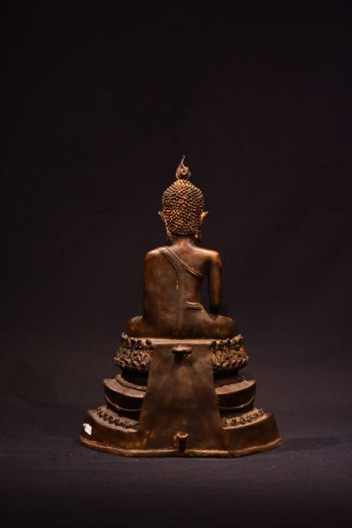 Bless Your Home with the Divine Serenity of a Majestic Bronze Seated Buddha on Lotus Throne from Ayudhaya Period - 30cm/21cm - Image 3